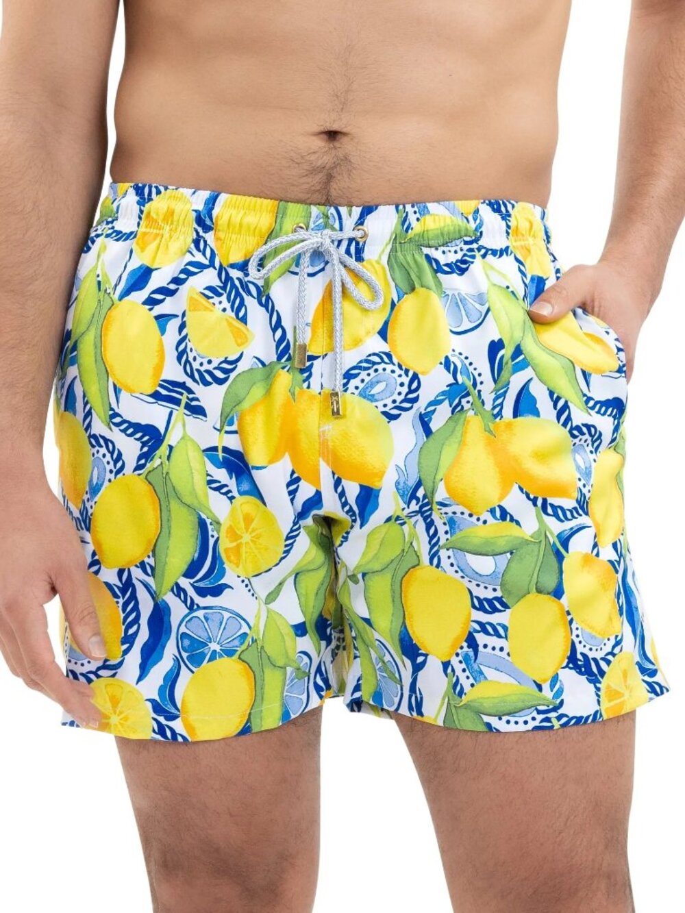 Kenny Flowers The Bossitano Lemon Print Swim Trunks Size L Large